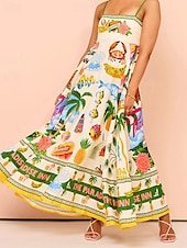 cheap Vacation Dresses-Women&#039;s Long Dress Maxi Dress Casual Dress Summer Dress Slip Dress Fashion Outdoor Holiday Date Regular Fit Tree Sleeveless Spaghetti Strap Green Summer Spring