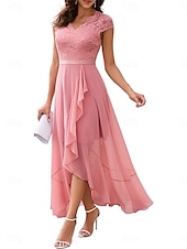 tanie Prosta sukienka-Sukienka na graduacje dla kobiet Sukienka maxi Jednolity kolor Sukienka balowa Sukienka w kształcie litery A Sukienka Fit and Flare Elegancka Formalna Półformalna Gość na wakacje Zaręczyny Przyjęcie