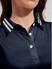 billiga Kvinnors golfkläder-Dam Vandringspolotröja Marinblå Kortärmad Överdelar Golfkläder för damer Kläder Outfits Bär kläder