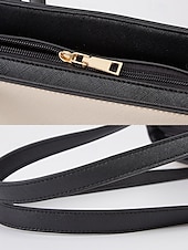 economico Borsette e borse tote-elegante set di borse da donna bicolore patchwork con decorazione a nappe - borsa a mano, borsa a tracolla e borsa piccola - perfette per il tempo libero quotidiano, per andare al lavoro