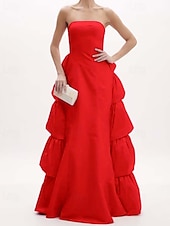 abordables Robes de Soirée-Robe de Soirée  Column Élégante Robe Formelle de Mariage Longueur de Sol Sans Manches Épaules Dégagées Tissu Lurex avec Volants