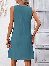 voordelige Overgooiers-Dames Mini-jurk Casual jurk Tank-jurk Basic Casual Vakantie Dagelijks Normale pasvorm Effen Mouwloos Gekerfde nek Marineblauw Fuchsia Groen Zomer