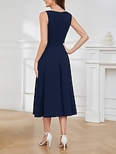 baratos Vestidos para Madrinhas-vestido de madrinha linha a decote em v sem mangas elegante assimétrico tecido elástico com babados 2025