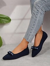 baratos Sapatilhas de mulher-sapatilhas femininas de bico fino com laço – sapatilhas de balé elegantes e respiráveis para uso no escritório e casual