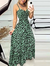 levne Umění a design šaty-Dámské maxi šaty korzetové šaty slip šaty bohémské dovolená pláž dovolená každodenní pravidelný střih grafické bez rukávu popruh černá žlutá červená modrá léto