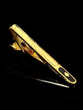 voordelige Heren dassen en vlinderdassen-elegante gouden stropdasclip voor heren – strak design met zwarte inleg, perfect voor zakelijke, formele evenementen en bruiloften