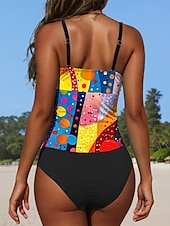 cheap Tankinis-Women&#039;s Swimsuits Tankini 2 Piece Cheeky Swimsuit Backless Vacation Beach Wear Geometric U Neck Sleeveless Bathing Suits