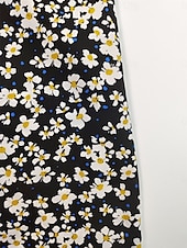 preiswerte Blumenkleid-Damen Midikleid Corsagenkleider A Linie Kleid Milchmädchen-Kleid Kleid mit Puffärmeln Urlaub Urlaub Casual Täglich Regular Fit Blumen Graphic Kurzarm Quadratischer Ausschnitt Schwarz Burgunderrot