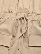 お買い得  ロンパース-女性用 標準 ロンパース 活発的 純色 ノースリーブ Ｖネック ポケット ハイウエスト バケーション 日常 レギュラー カーキ色 夏