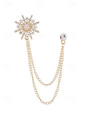 voordelige Heren dassen en vlinderdassen-elegante kristallen ster revers speld met gouden kettingen – stijlvolle broche voor mannen en vrouwen, perfect voor pakken, bruiloften en formele gelegenheden