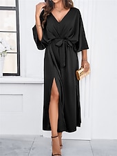 ieftine Rochie simplă-Rochie de absolvire pentru femei rochie maxi rochie de lucru rochie de petrecere casual formal manșon batwing vacanță formală petrecere regular fit grafic manșon scurt gât în V negru șampanie vin