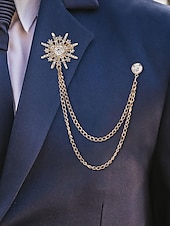voordelige Heren dassen en vlinderdassen-elegante kristallen ster revers speld met gouden kettingen – stijlvolle broche voor mannen en vrouwen, perfect voor pakken, bruiloften en formele gelegenheden