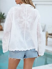 preiswerte Strand Tops-Damen Badeanzug Zudecken Bademode Spitze Knopf Urlaub Strandbekleidung Feste Farbe V Ausschnitt Langarm Badeanzüge