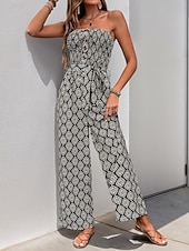 economico tuta stampata-Per donna Normale Tuta Attivo Tinta unica Senza maniche Senza bretelline Tasche Vita alta Da mare Giornaliero Standard Nero Estate