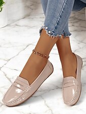 levne Dámské nazouváky a mokasíny-lakované mokasíny pro ženy – elegantní slip-on byty klasického designu pro běžné nošení i do kanceláře