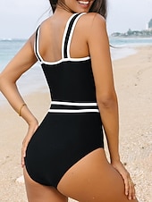 billiga One-piece-baddräkter-Dam Badkläder En bit Monokini Baddräkt Öppen rygg Magkontroll Hög midja Smal Semester Standkläder Ensfärgat Rund Ärmlös Baddräkter
