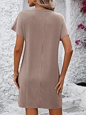 abordables Vestido blanco-día de San Valentín Mujer Normal Mini vestido Vestido de cambio Vestido informal Vestidos Boho Chic Bohemia Estilo lindo Elegante Casquillo Manga Murciélago Casual Hogar Vacaciones Moldeado al Cuerpo