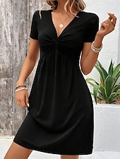 ieftine Rochie simplă-Rochie mini pentru femei Rochie corset Rochie tip T-shirt Rochie tip Tee Rochie casual Vacanță Casual Zilnică Ajustare regulată Grafic Mâneci scurte Gât în V Negru Roșu Albastru Fuchsia Vară