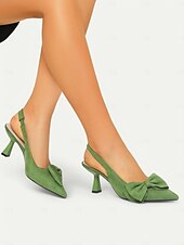 olcso Cicás sarkú cipők-női velúr slingback sarkú cipő – hegyes orrú cicasarkú masnival, elegáns pumpák bulikhoz és irodai viselethez