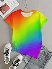 ieftine Tricou tie-dye și gradient-Pentru femei Tricou Ombre Casual Manșon scurt Rotund Topuri obișnuite Zilnic Imprimeu Curcubeu Vară