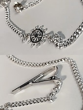 olcso Férfi nyakkendők és csokornyakkendők-férfi ezüst nyakkendős lánc tengeri hajókerék-kialakítással – elegáns és stílusos kötőrúd-kiegészítő esküvőkre, üzleti és hivatalos eseményekre