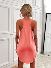cheap Plain Dress-Women&#039;s Mini Dress T Shirt Dress Tee Dress Shift Dress Slip Dress Casual Vacation Casual Daily Regular Fit Graphic Sleeveless U Neck Magenta Black White Yellow Summer