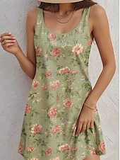 ieftine Rochii florale-Pentru femei Rochie Mini Rochie A line Rochie Tip Maieu Epocă Stilat Casual Zilnic Fit regulat Floral Grafic Fără manșon În U Trifoi Vară Primăvară