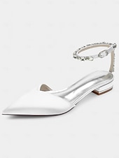 abordables Officiel-chaussures de mariage chic en satin noir avec bride à la cheville en cristal – bout pointu, talon bas, parfaites pour les mariages et les occasions élégantes