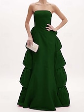 abordables Robes de Soirée-Robe de Soirée  Column Élégante Robe Formelle de Mariage Longueur de Sol Sans Manches Épaules Dégagées Tissu Lurex avec Volants