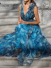 preiswerte Unter 129,99 $-A-Linie Brautmutter Kleid Elegante Party V-Ausschnitt Knielang Chiffon Ärmellos mit Volant Hochzeitsgast Kleid 2025