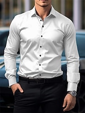 halpa Viralliset puvut-Miesten rento paita kotiinpaluun vakiosovitus pitkät hihat kauluskäänteet yksivärinen polyesteri musta valkoinen vaaleanpunainen 2025