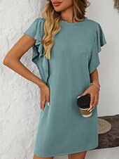 voordelige T-shirt-jurken-Dames Mini-jurk Casual jurk Mini-jurk A lijn jurk Basic Verjaardag Vakantie Werk Casual Ruim Passend Streep Katoenen stof Korte mouw Strakke ronde hals Blozend Roze Hemelsblauw Groen Khaki Zomer Lente