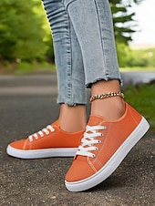 cheap Women&#039;s Sneakers-Canvas Lace-Up Sneakers for Women – Classic and Comfortable Sneakers for Everyday Wear, Perfect for Casual Outings and Weekend Adventures