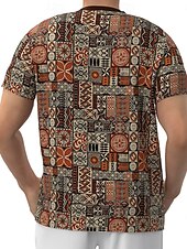 cheap Vintage T shirts-Men&#039;s Aztec T Shirt Short Sleeve T shirt 3D Print Crew Neck Shirt Fashion Ethnic Street Daily Brown Summer Spring Clothing Apparel S M L XL XXL XXXL