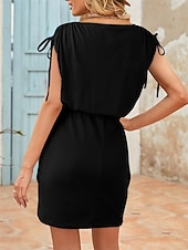 cheap Plain Dress-Women&#039;s Mini Dress T Shirt Dress Tee Dress A Line Dress Solid Color Casual Vacation Casual Daily Regular Fit Graphic Short Sleeve Crew Neck Black Red Navy Blue Green Summer
