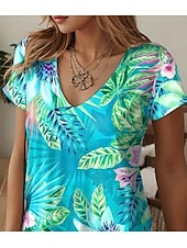 cheap Floral Dress-Women&#039;s Mini Dress Casual Dress Sundress A Line Dress Summer Dress Elegant Vacation Stylish Vacation Daily Regular Fit Floral Graphic Ditsy Floral Short Sleeve Crew Neck Blue Summer