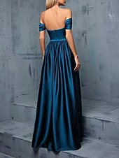 cheap Special Occasion Dresses-A-Line Evening Gown Party Dress Evening Party Black Tie Gala Floor Length Short Sleeve Sweetheart Cotton Backless with Ruched