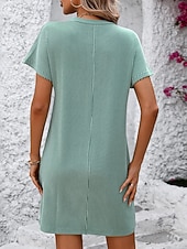 abordables Vestido blanco-día de San Valentín Mujer Normal Mini vestido Vestido de cambio Vestido informal Vestidos Boho Chic Bohemia Estilo lindo Elegante Casquillo Manga Murciélago Casual Hogar Vacaciones Moldeado al Cuerpo