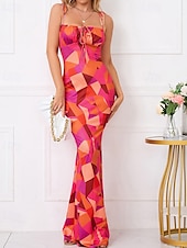 tanie Eleganckie sukienki kwiatowe-Damskie Sukienka mini Codzienne sukienki Sukienka maxi Sukienka w kwiatki Letnie sukienki Elegancki Codzienny Bez rękawów Urlop Codzienny Randka Regularny Kwiaty Bez rękawów Cienkie ramiączka Blush