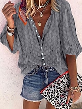 economico Top Grafici da Donna-Per donna Camicia Blusa Pop art Moda Informale Manica lunga Colletto Top regolari Ufficio Giornaliero Per eventi Bottoni Giallo Blu Arancione Grigio Primavera Autunno