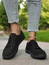 cheap Women&#039;s Sneakers-Canvas Lace-Up Sneakers for Women – Classic and Comfortable Sneakers for Everyday Wear, Perfect for Casual Outings and Weekend Adventures
