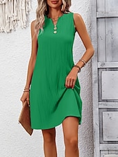 voordelige Overgooiers-Dames Mini-jurk Casual jurk Tank-jurk Basic Casual Vakantie Dagelijks Normale pasvorm Effen Mouwloos Gekerfde nek Marineblauw Fuchsia Groen Zomer