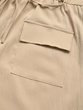 お買い得  ロンパース-女性用 標準 ロンパース 活発的 純色 ノースリーブ Ｖネック ポケット ハイウエスト バケーション 日常 レギュラー カーキ色 夏