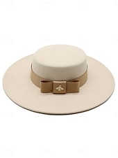 abordables Chapeaux de fête-Chapeaux en tulle et coton chapeau fedora élégant vintage pour un mariage avec un accessoire de noeud headwear chapeaux robe de course