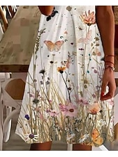 cheap Floral Dress-Women's Mini Dress Petite Dress T Shirt Dress Tee Dress Sundress A Line Dress Elegant Vintage Stylish Vacation Birthday Casual Regular Fit Floral Graphic Paisley Short Sleeve V Neck Pearl