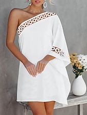 levne Jednoduché šaty-Ženské mini šaty wrap šaty bodycon šaty off the shoulder šaty bez ramínek dovolená neformální dovolená každodenní regular fit jednobarevné dlouhý rukáv jedno rameno černá bílá růžová léto