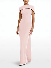 preiswerte ROT-rotes Etui-Abendkleid, elegantes Kleid, formelle Schleppe, ärmellos, Rundhalsausschnitt, Stretch-Crêpe mit Schleife(n), 2025