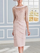 preiswerte Teelänge-Kleid Brautmutter Kleid Formal Hochzeitsgast Elegant Vintage Juwel Ausschnitt Tee Länge Chiffon 3/4 Länge Ärmel mit Spitze Perlen Schicht Derby Kleid Renntag Kleid 2025