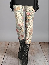 preiswerte Grafik-Unterteile-Damen Leggins Modisch Strassenmode In voller Länge Hoher TaillenbundPantsKarnival Graphic Print warm Atmungsaktiv Weich Mikro-elastisch Outdoor Täglich gelbbraun Frühling Herbst Regular Fit