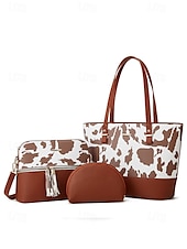 economico Borsette e borse tote-elegante set di borse da donna bicolore patchwork con decorazione a nappe - borsa a mano, borsa a tracolla e borsa piccola - perfette per il tempo libero quotidiano, per andare al lavoro